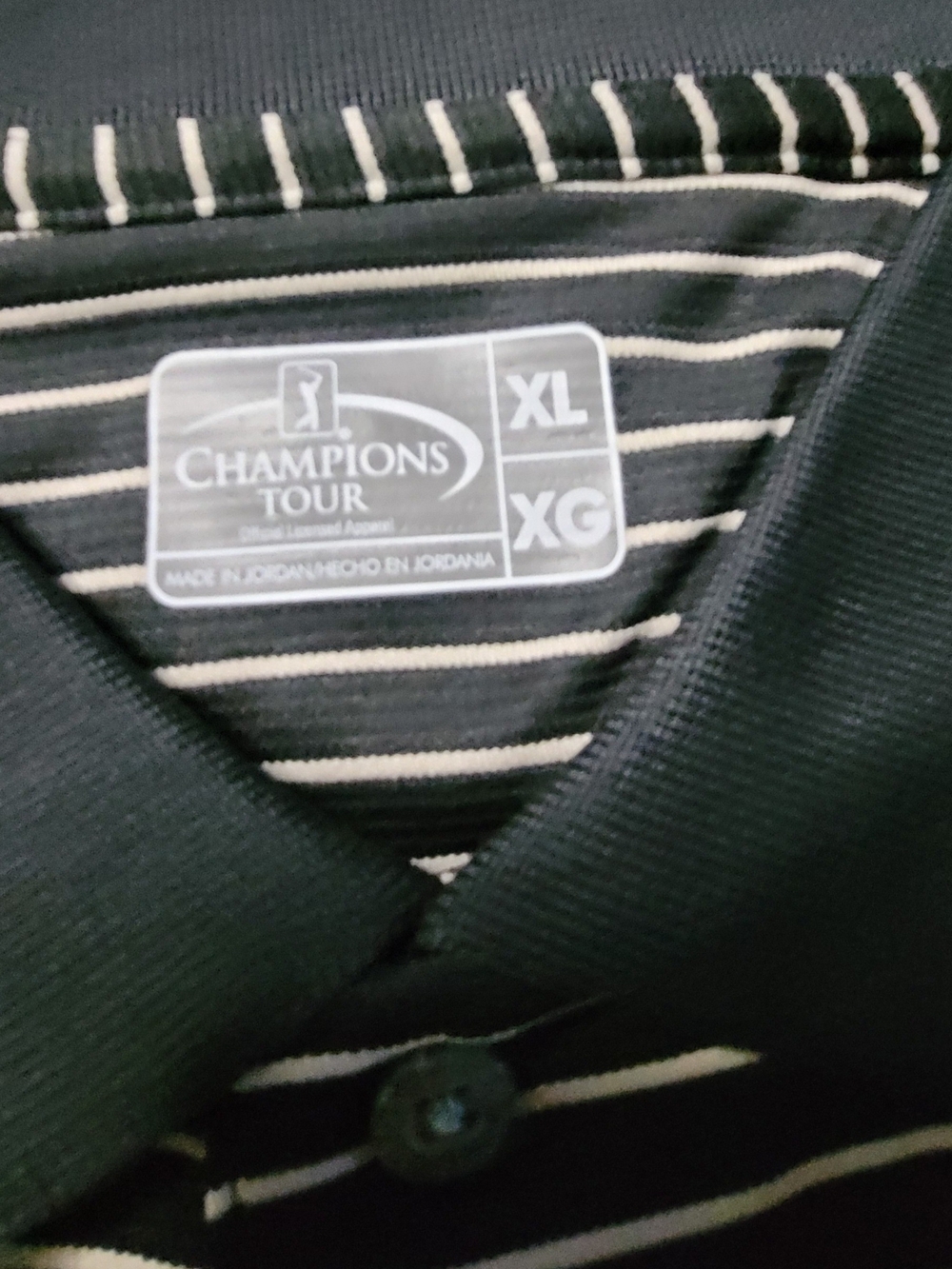 Champion Men's Black Striped Polo - XL